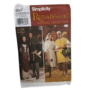 Simplicity‎ 8587 Renaissance Pattern Men's & Women's Size XS - XL  Uncut Cosplay